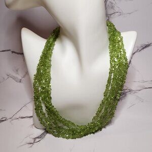 Multistrand Light Green Peridot Chip Necklace